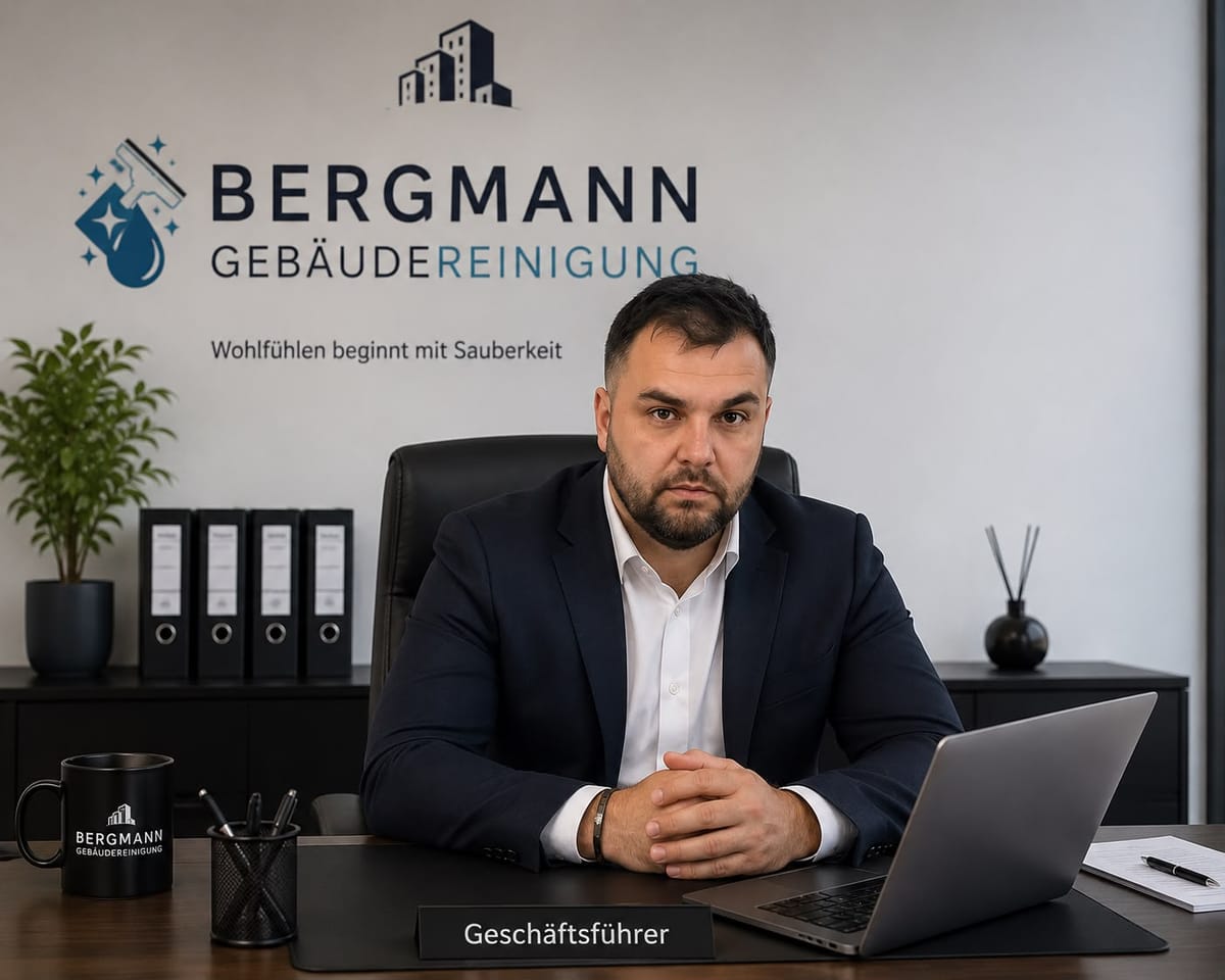 Daniel Booms, Geschäftsführer von Gebäudereinigung Bergmann, im Büro